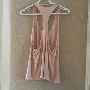 Long open drapery tank top. Light pink